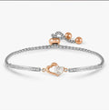 028020/022 SS MILLELUCI SILVER & ROSE GOLD SS DOUBLE CZ HEART TOGGLE BRACELET