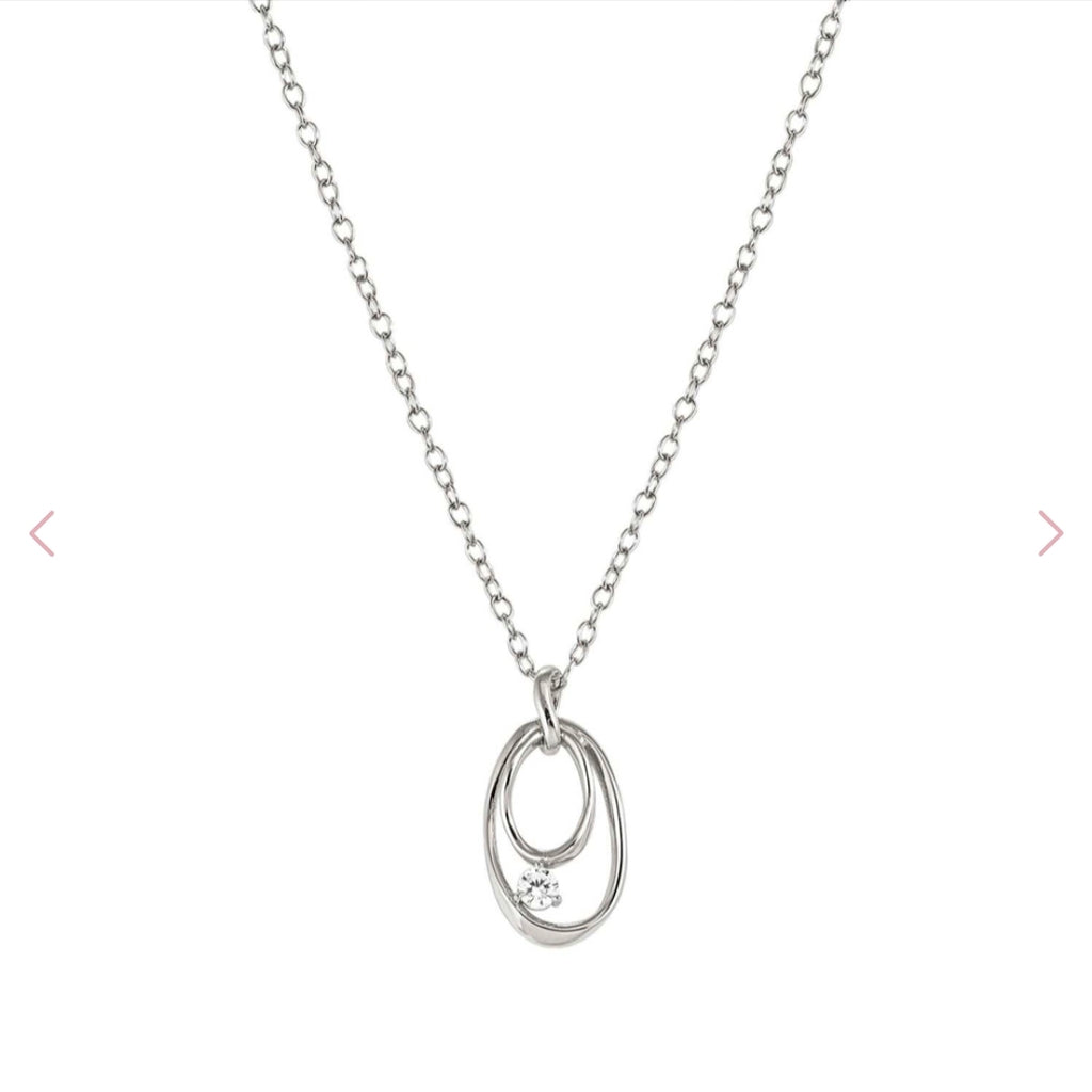 242806/053 My Rebel Art Silver Oval CZ Pendant  Necklet