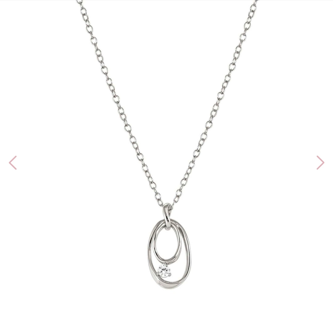 242806/053 My Rebel Art Silver Oval CZ Pendant  Necklet