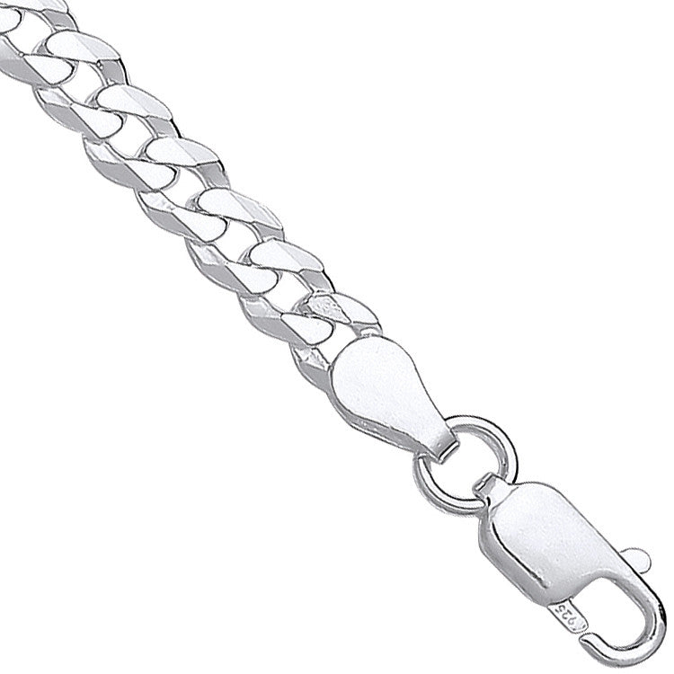 SILVER FLAT 4.4MM CURB BEV EDGE BRACELET